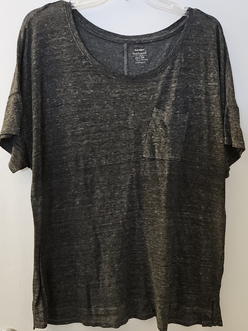 Old Navy Womens Boyfriend  Heathered Charcoal Pocket Tee